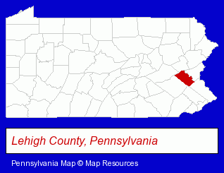 Pennsylvania map, showing the general location of Spandex USA Inc