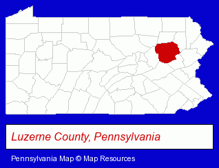 Pennsylvania map, showing the general location of M R Woosman's Auto Exchange