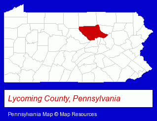 Pennsylvania map, showing the general location of Camp Susque