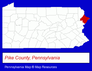 Pennsylvania map, showing the general location of Warner Paving & Excavating