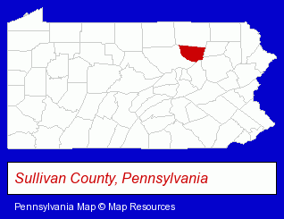 Pennsylvania map, showing the general location of Sullivan County Rural Electric
