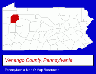 Pennsylvania map, showing the general location of Frenchcreek Production