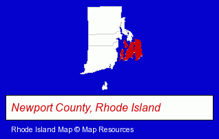 Rhode Island map, showing the general location of Harken Yacht Fittings