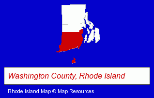 Rhode Island map, showing the general location of Weekapaug Golf Club