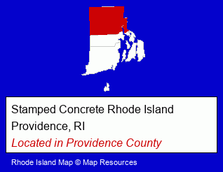 Rhode Island counties map, showing the general location of Stamped Concrete Rhode Island