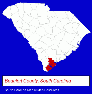 South Carolina map, showing the general location of Hilton Head Business Brokers