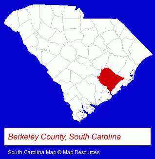 South Carolina map, showing the general location of Berkeley Florist