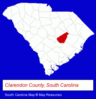 South Carolina map, showing the general location of Clarendon School District Two