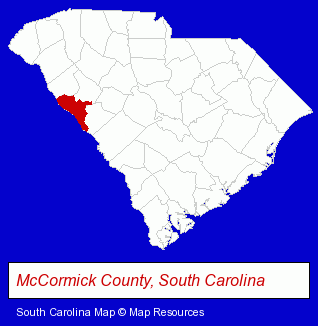 South Carolina map, showing the general location of Mc Allister & Sons