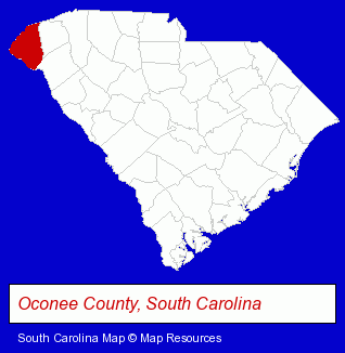 Oconee County, South Carolina locator map