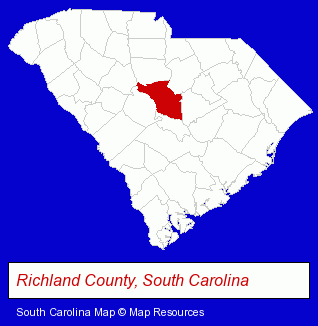 South Carolina map, showing the general location of Dr. Robert D Holland