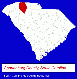 South Carolina map, showing the general location of Carolina Investigations