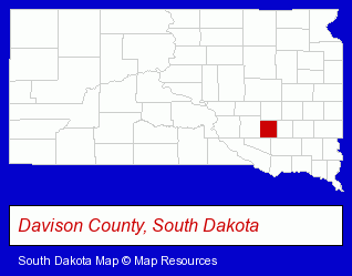 South Dakota map, showing the general location of Custom Woodcarving