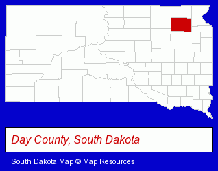 South Dakota map, showing the general location of Lake Region Electric Association Inc