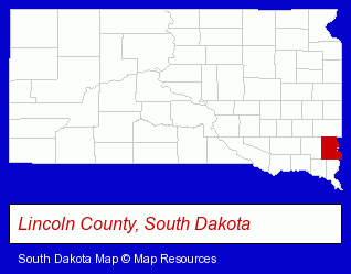 South Dakota map, showing the general location of First Quality Lawn Care Inc