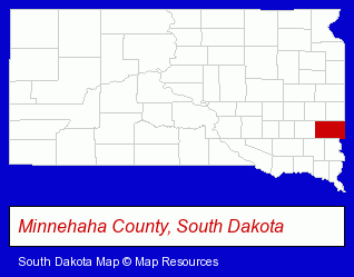 South Dakota map, showing the general location of South Dakota Safety Council