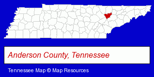 Anderson County, Tennessee locator map