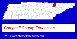 Tennessee map, showing the general location of Shanghai Resort