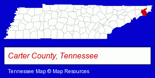 Tennessee map, showing the general location of Coffee CO