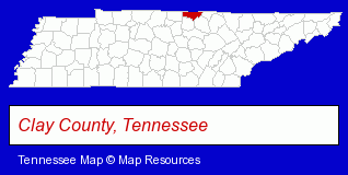 Tennessee map, showing the general location of Brimstock Music Festival