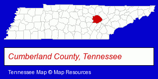 Tennessee map, showing the general location of Cumberland Trail Conference