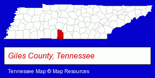 Tennessee map, showing the general location of Pulaski Machine & Tool