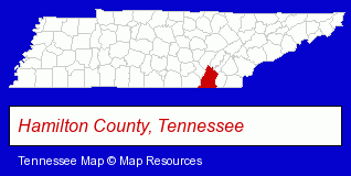 Tennessee map, showing the general location of T T Wilson CO