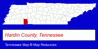 Tennessee map, showing the general location of Shiloh National Military Park