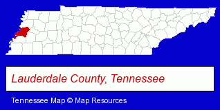 Tennessee map, showing the general location of Ripley Power & Light Company