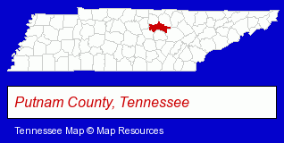 Tennessee map, showing the general location of Cumberland Mountain Outdoor