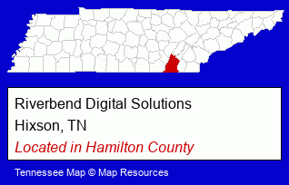 Tennessee counties map, showing the general location of Riverbend Digital Solutions