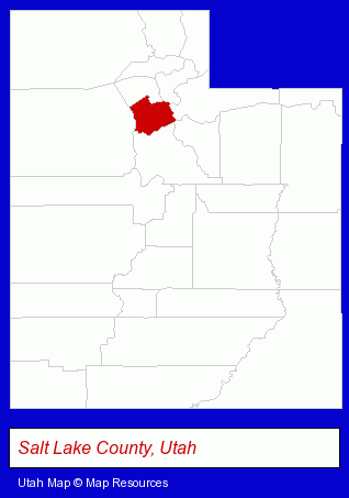 Utah map, showing the general location of Anderson Thomas DC