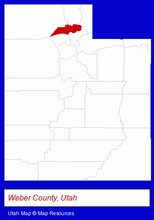 Utah map, showing the general location of Thor Inc