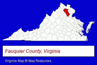 Virginia map, showing the general location of Fauquier County Sanitation