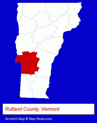 Vermont map, showing the general location of Peg TV Rutland