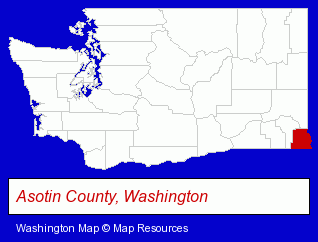 Washington map, showing the general location of Asotin County Library - Main Branch