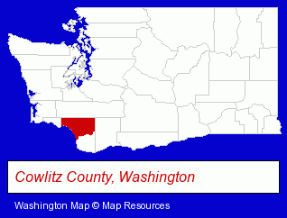 Washington map, showing the general location of Longview Public Library