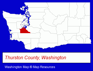 Washington map, showing the general location of Thurston County Economic