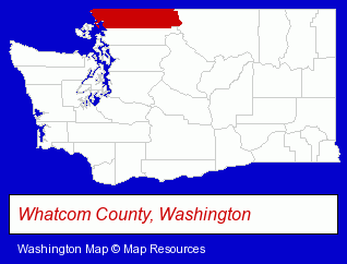 Washington map, showing the general location of Bellingham Library