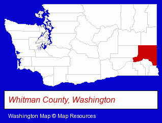 Washington map, showing the general location of Whitman County Humane Society