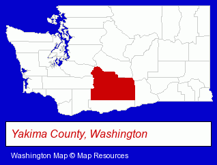 Washington map, showing the general location of Toppenish Public Works Department