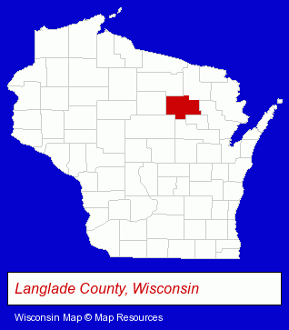 Wisconsin map, showing the general location of Santa's Wholesale Supply