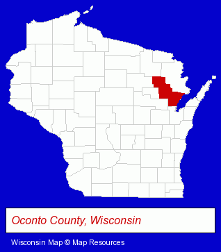 Wisconsin map, showing the general location of Bayshore Chiropractic