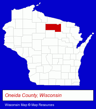 Wisconsin map, showing the general location of Argonne Lumber & Supply