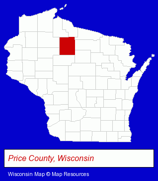 Wisconsin map, showing the general location of Tamarack Shack Antiques