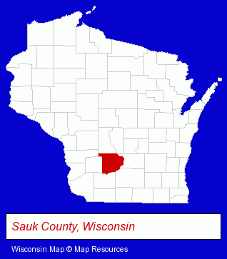 Wisconsin map, showing the general location of Country Charm