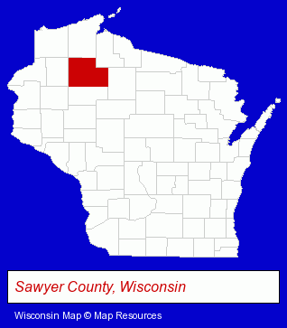 Wisconsin map, showing the general location of Hayward Home Repair & Improvement