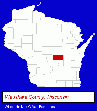 Wisconsin map, showing the general location of Waushara Dental Associate - Christian D Marsh DDS