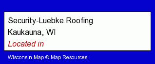 Wisconsin counties map, showing the general location of Security-Luebke Roofing