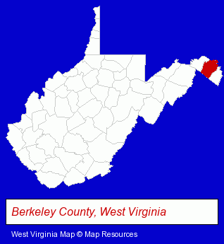 West Virginia map, showing the general location of Library Corporation